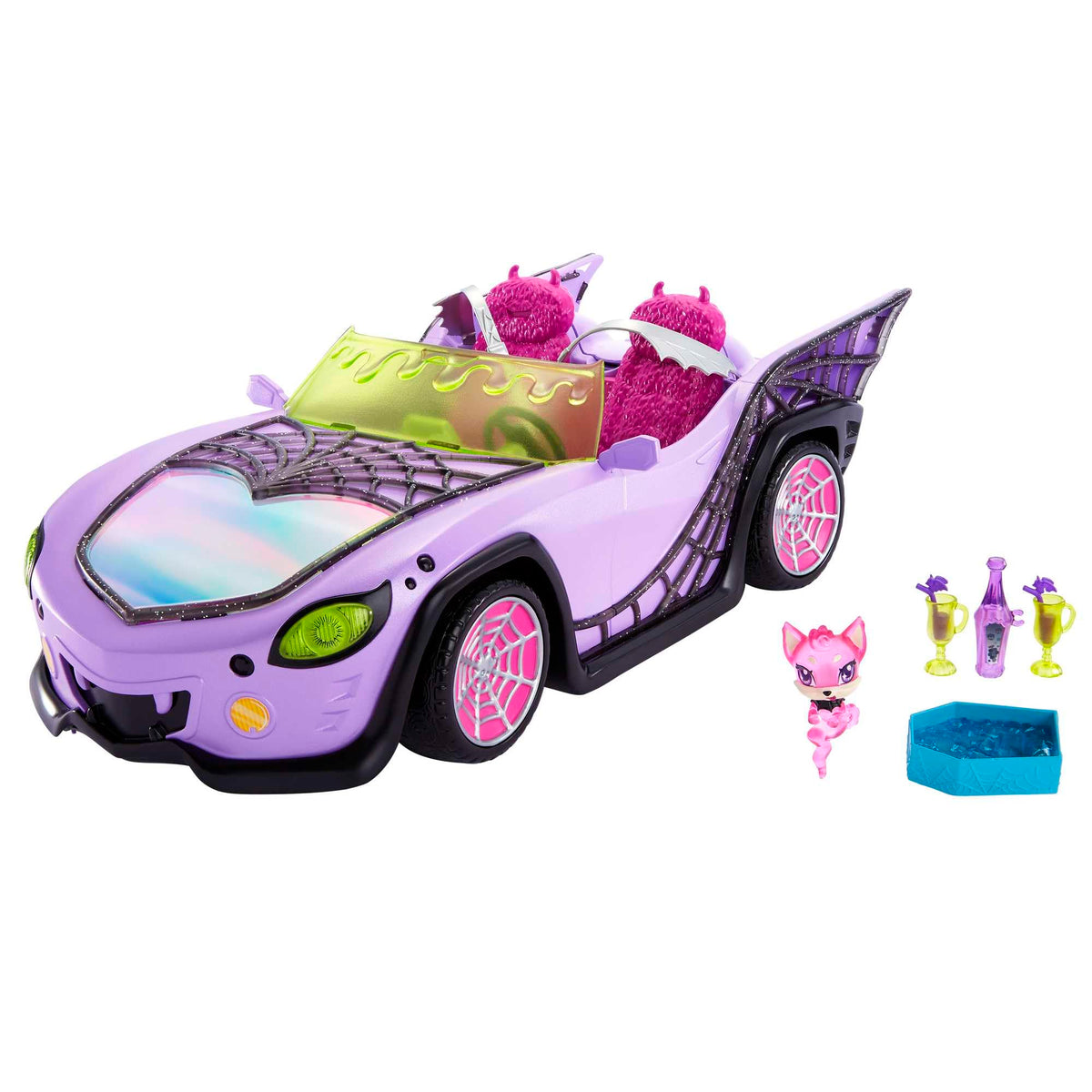 Purple Convertible Toy Car with Spiderweb Details N212