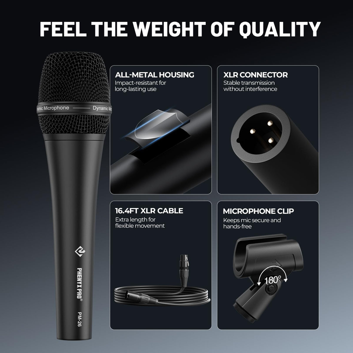Supercardioid Dynamic Vocal Microphone with XLR Cable Q85598