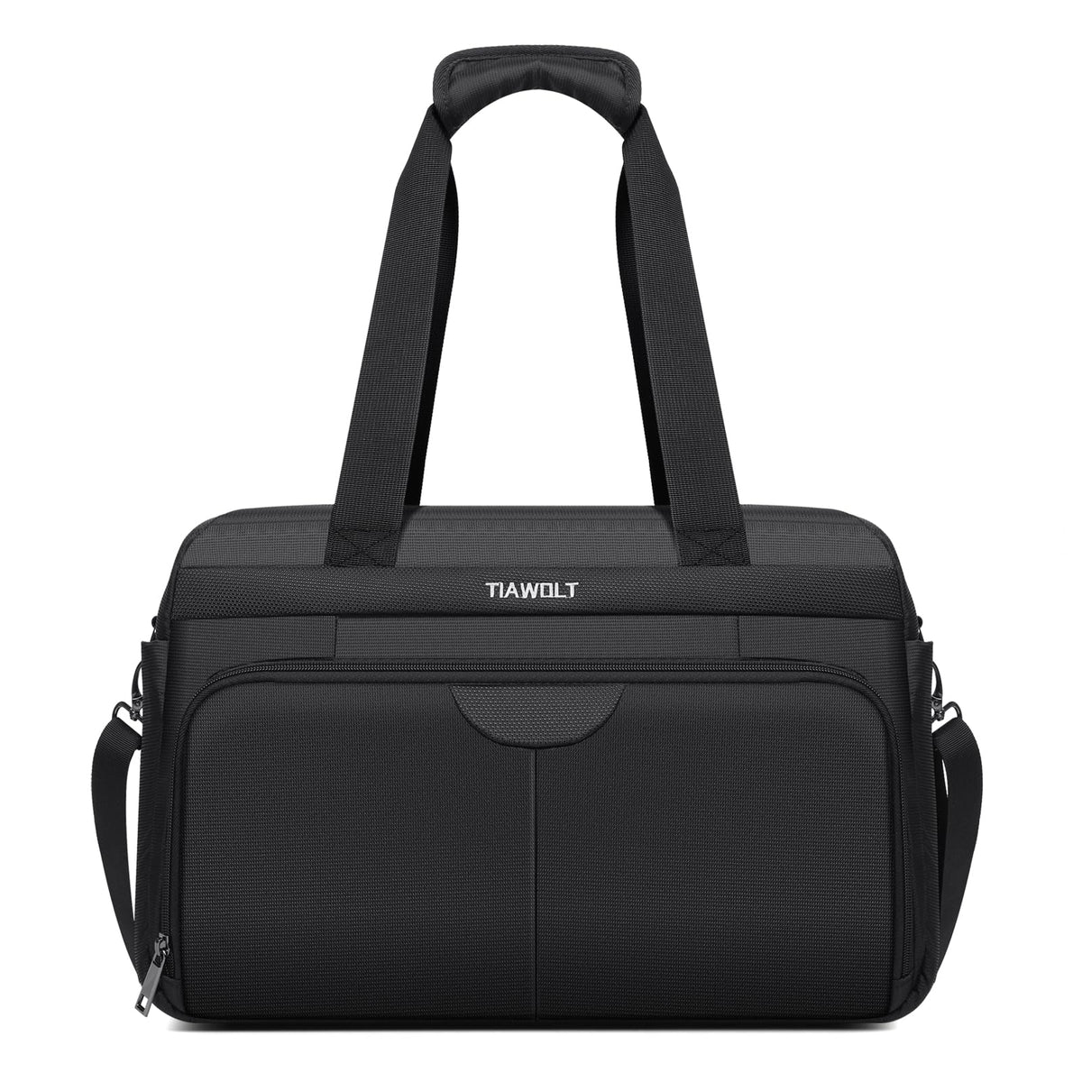 Black Expandable Carry-On Luggage Duffel Bag with Adjustable Strap R602597