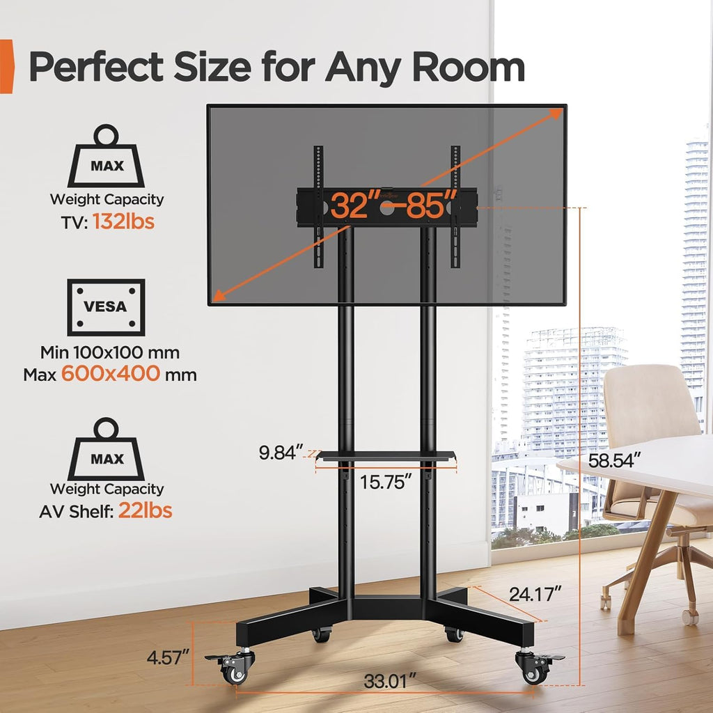 Rolling TV Stand for 32-85 Inch Screens Y375811