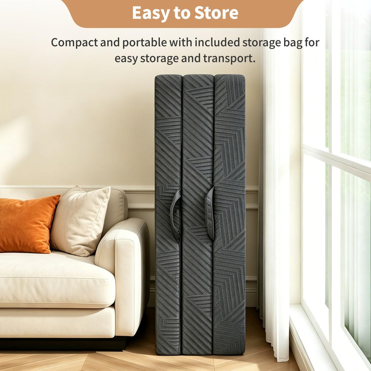 6 Inch Queen Tri-fold Memory Foam Mattress with Storage Bag B211196