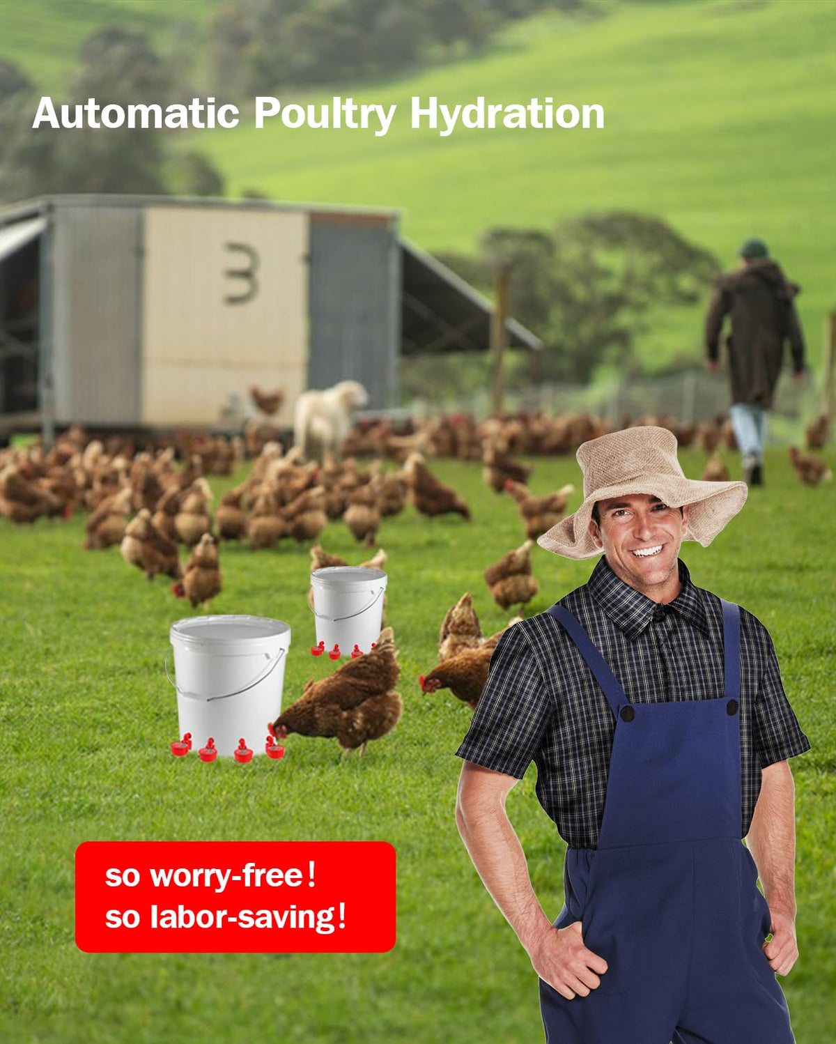 30 Packs Large Automatic Poultry Water Feeder Cups with Tee Fittings T5248