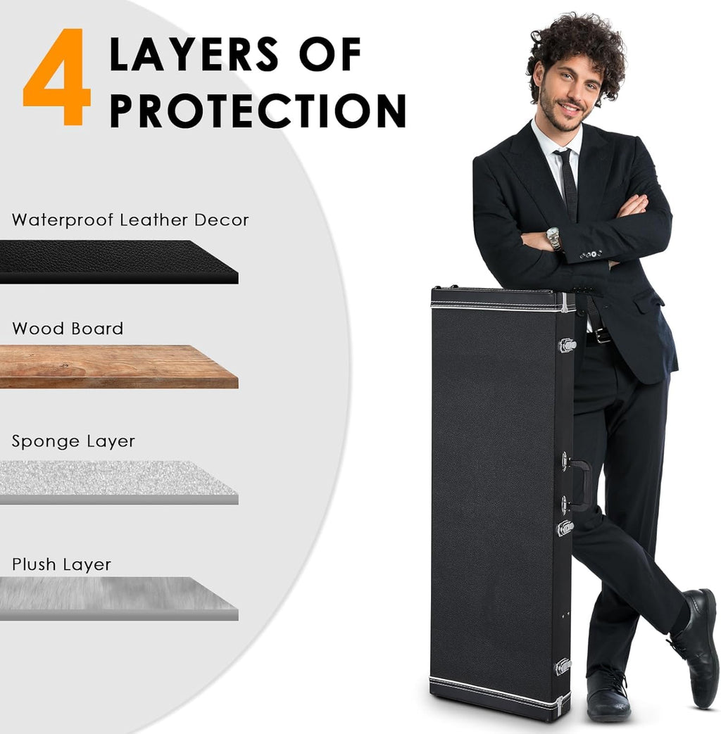 39-Inch Electric Guitar Hard Case with Thickened Padding, Black Y956018