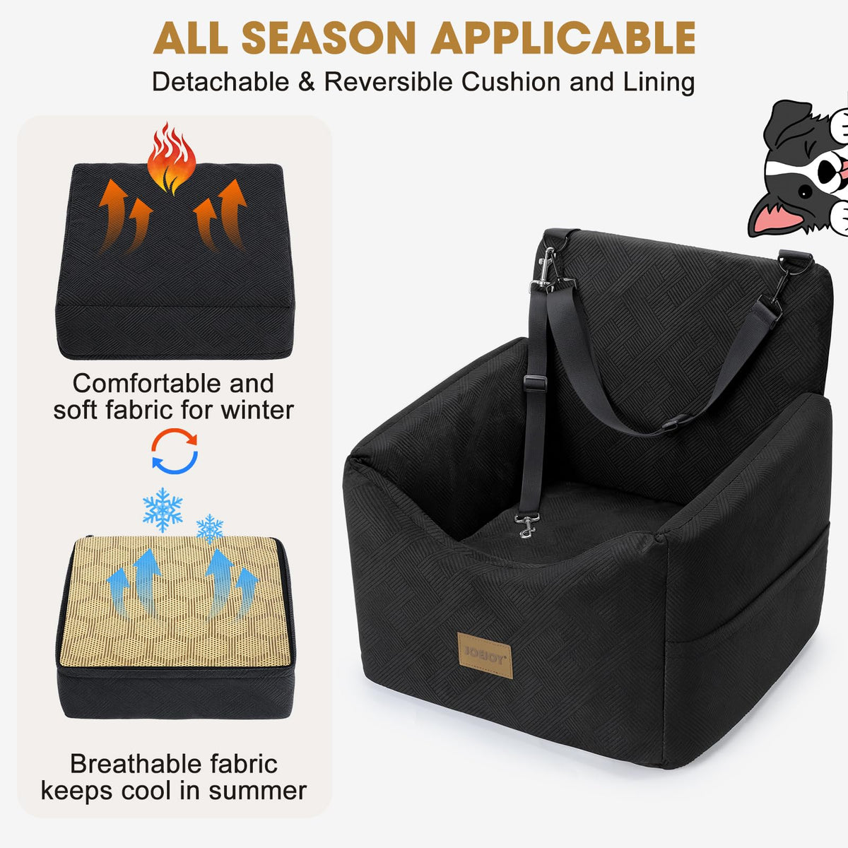 Dog Car Seat with Detachable Washable Cover and Cushion D521