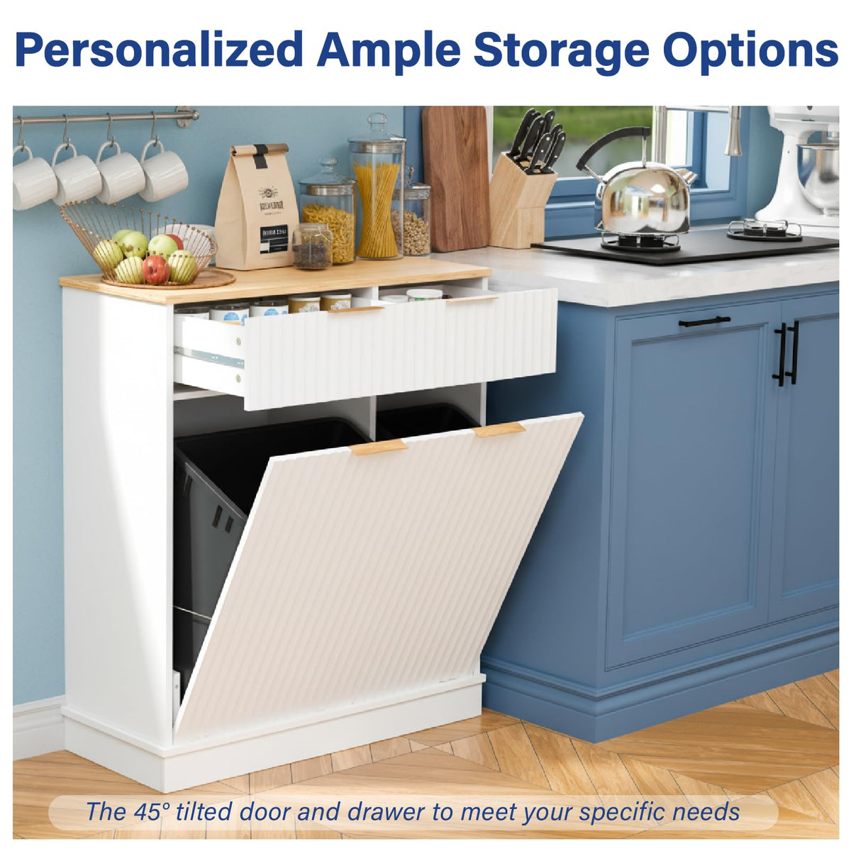 White Double Tilt Out Trash Can Cabinet K513582