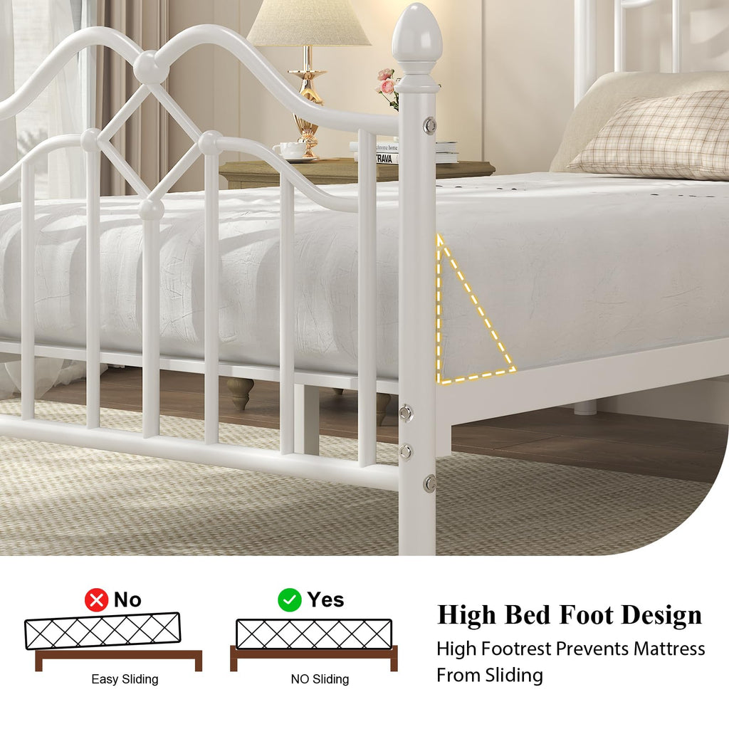 Twin Size Bed Frame with Victorian Headboard & Footboard A658562