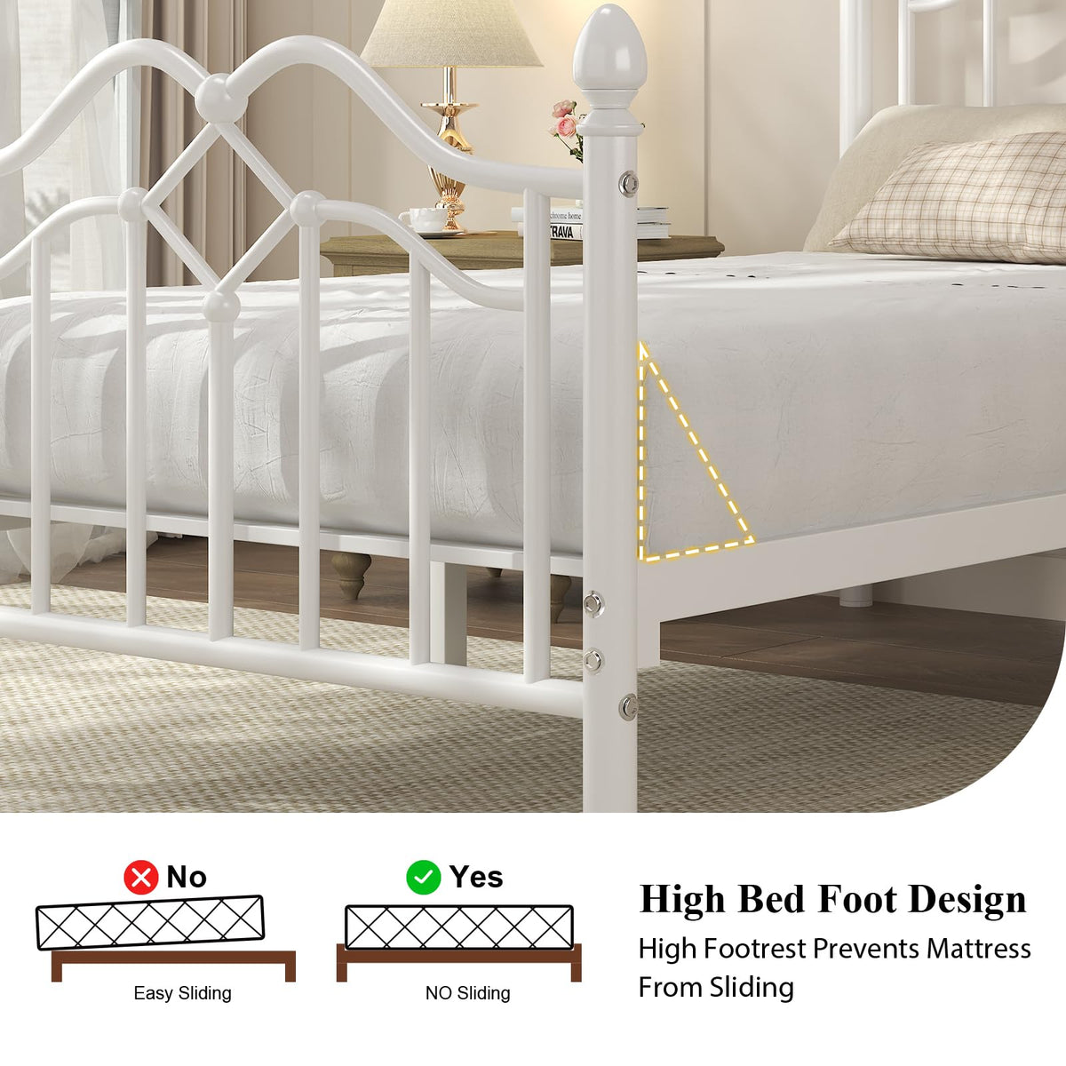 Twin Size Bed Frame with Victorian Headboard & Footboard A658562