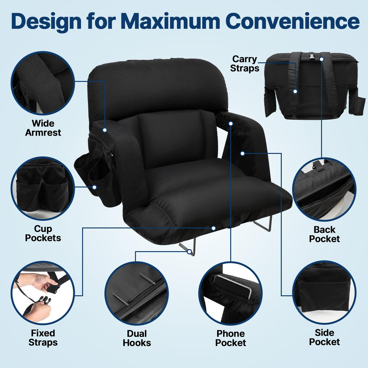 25'' Stadium Seat with Back Support, 2pcs D423682