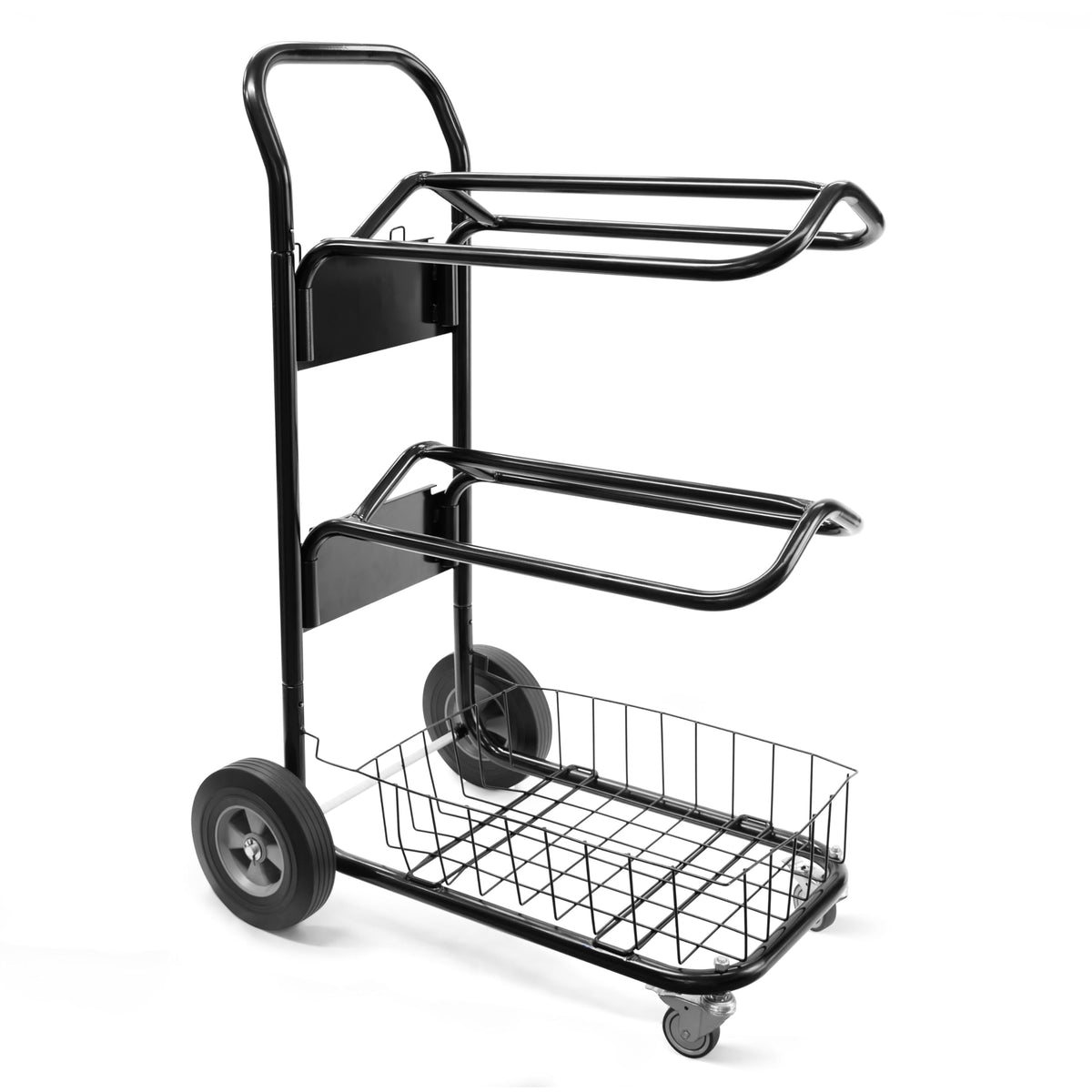 220 Lbs Rolling Saddle Rack Cart with Basket D275