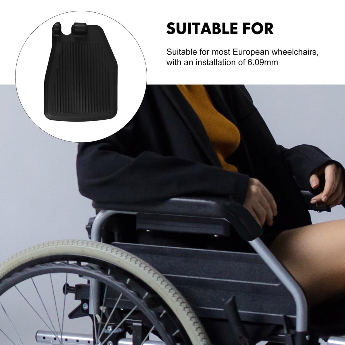 Black Plastic Wheelchair Footplates Replacement Pair M2087