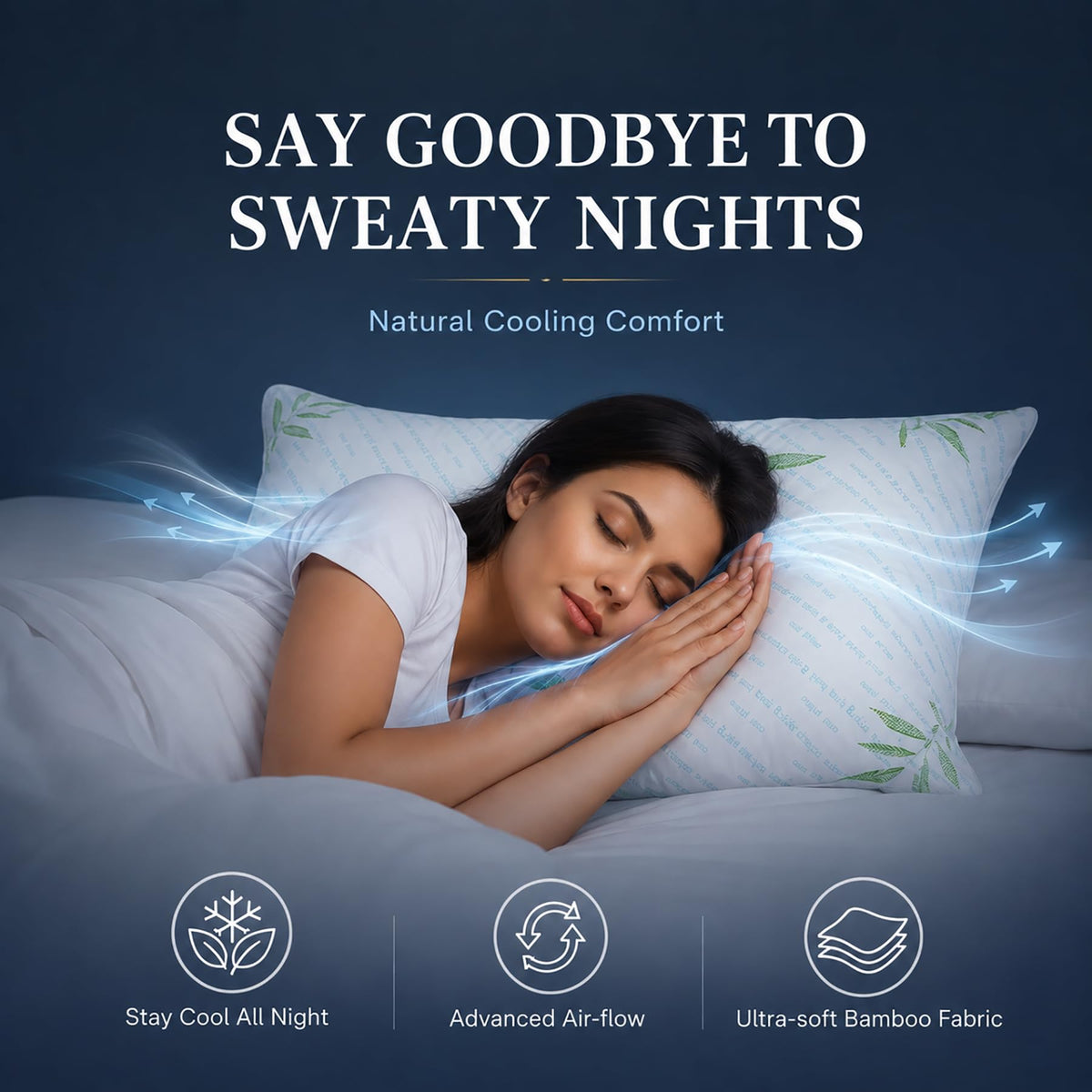 King Size Set of 2 Cooling Hybrid Bed Pillows V57850