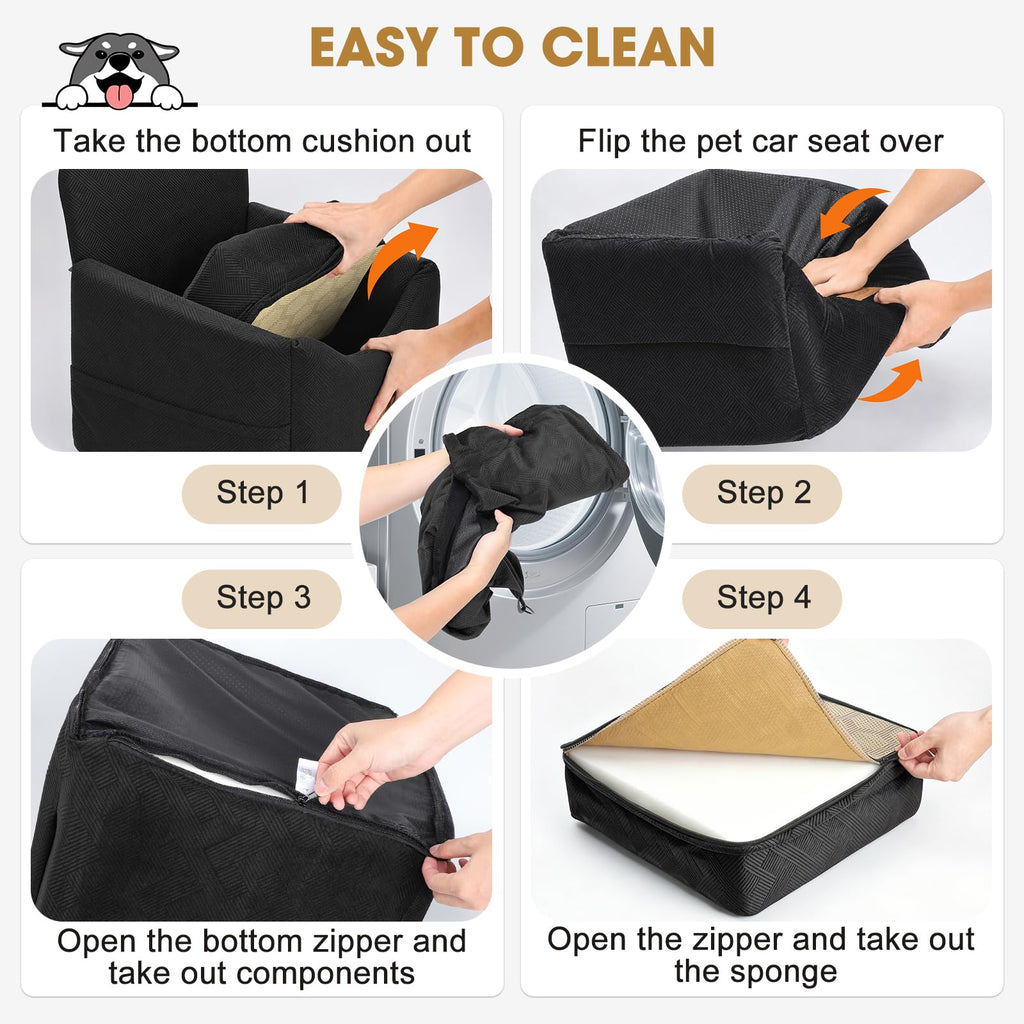 Dog Car Seat with Detachable Washable Cover and Cushion D521
