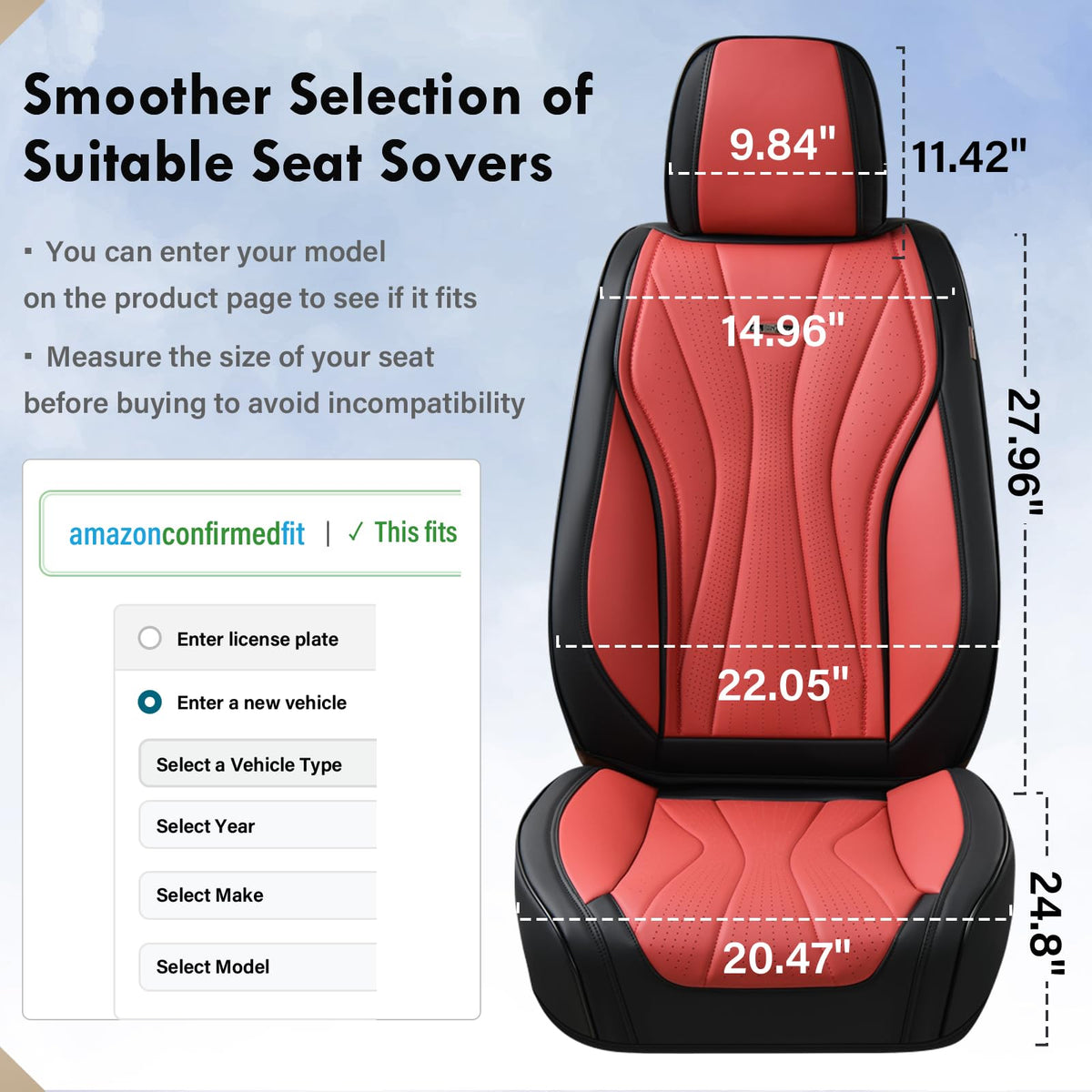 Black Red 2 Pack Leather Car Seat Covers U8688