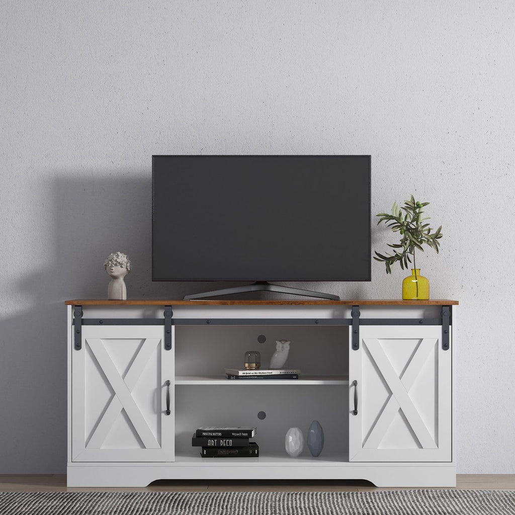 White Sliding Barn Door TV Stand L800