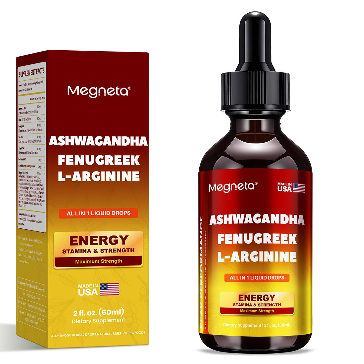 Ashwagandha Fenugreek L-Arginine Liquid Drops 2 fl oz M236