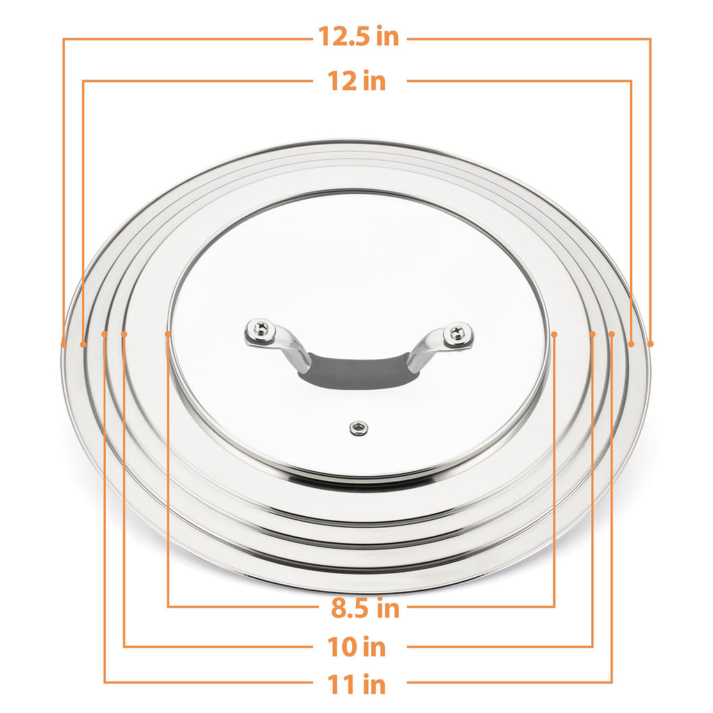 Stainless Steel Universal Lid for Pans Pots Fits 8.25 9 10 11 12 Inch N2129