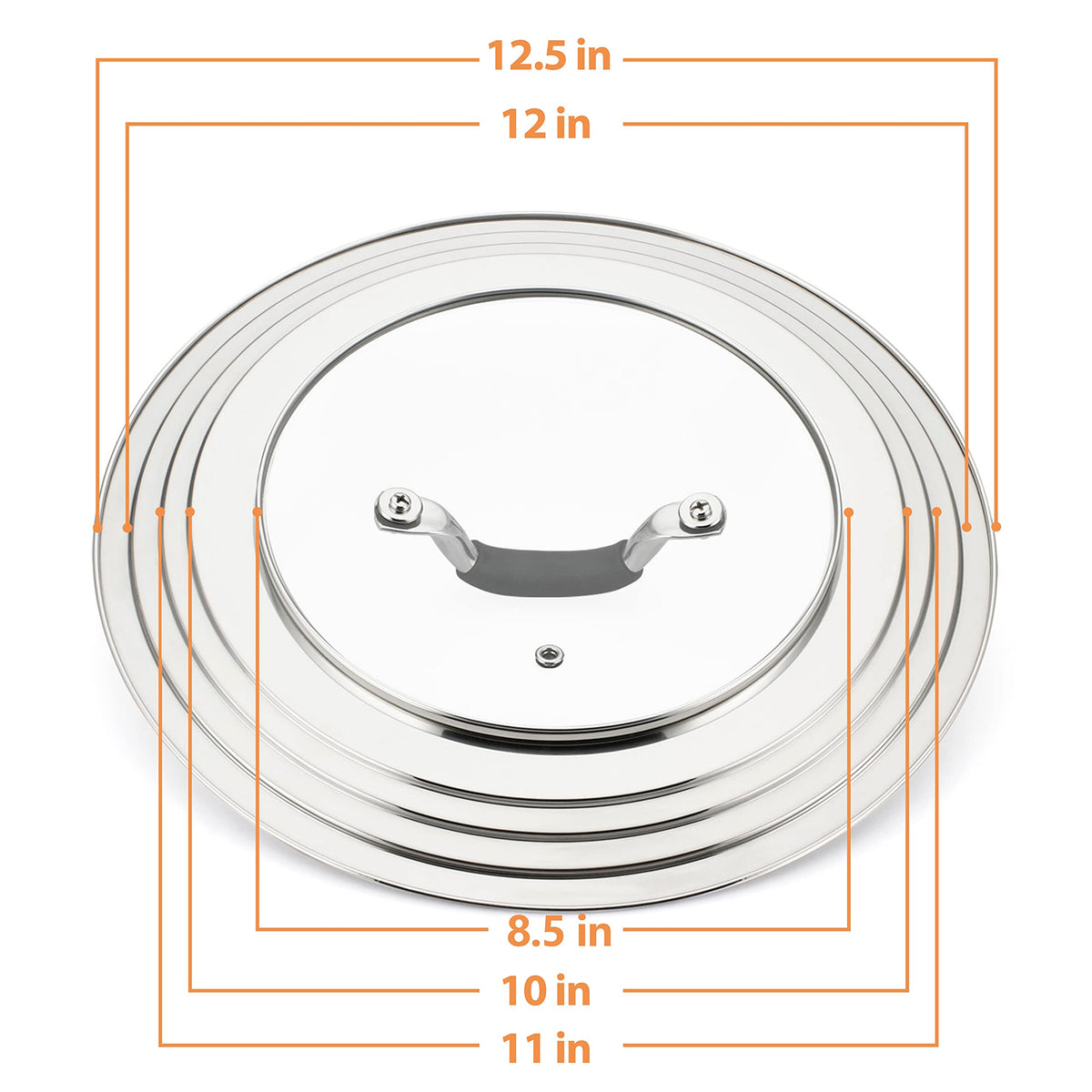 Stainless Steel Universal Lid for Pans Pots Fits 8.25 9 10 11 12 Inch N2129