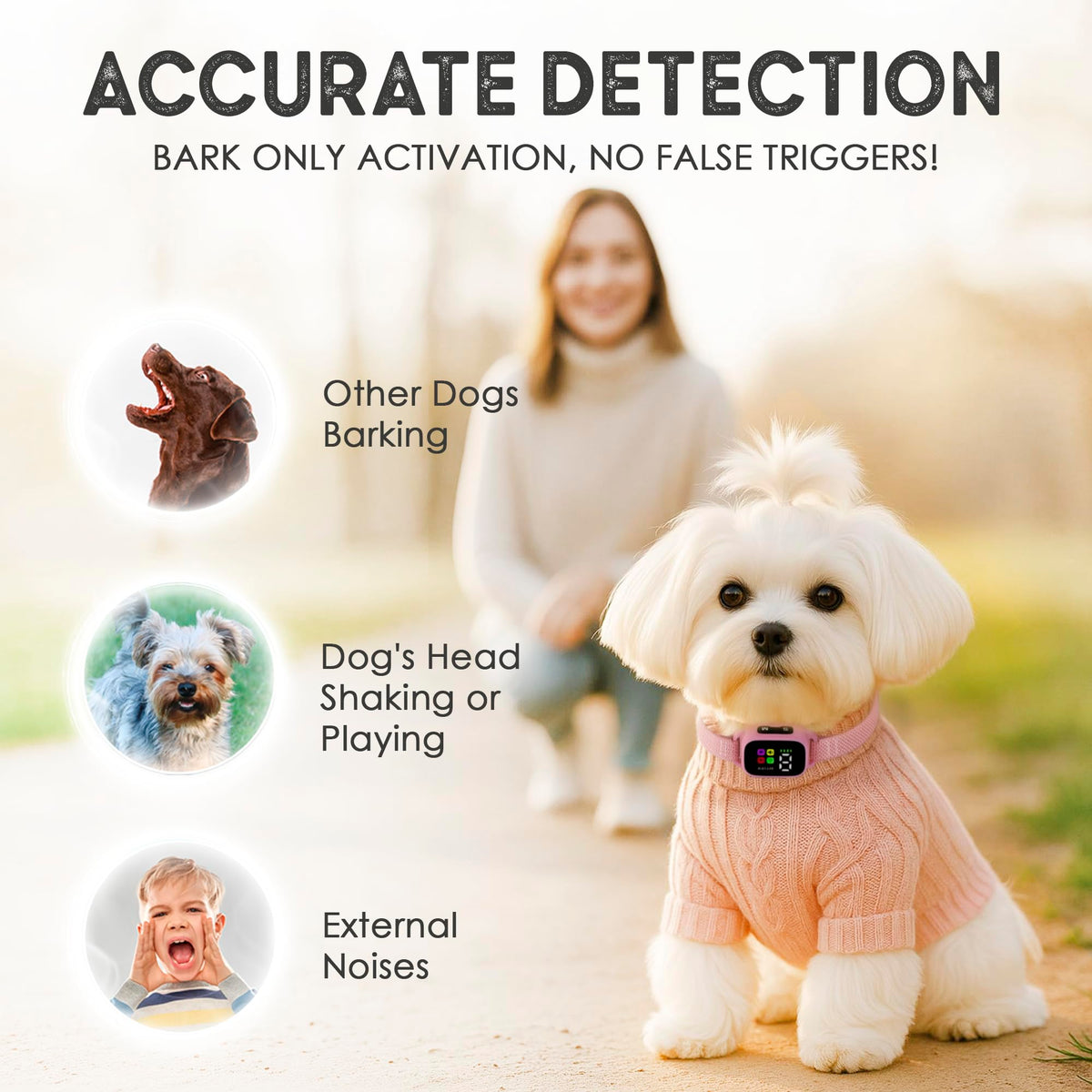 No Shock Rechargeable Bark Collar for Small Dogs 5-15 lbs T183675
