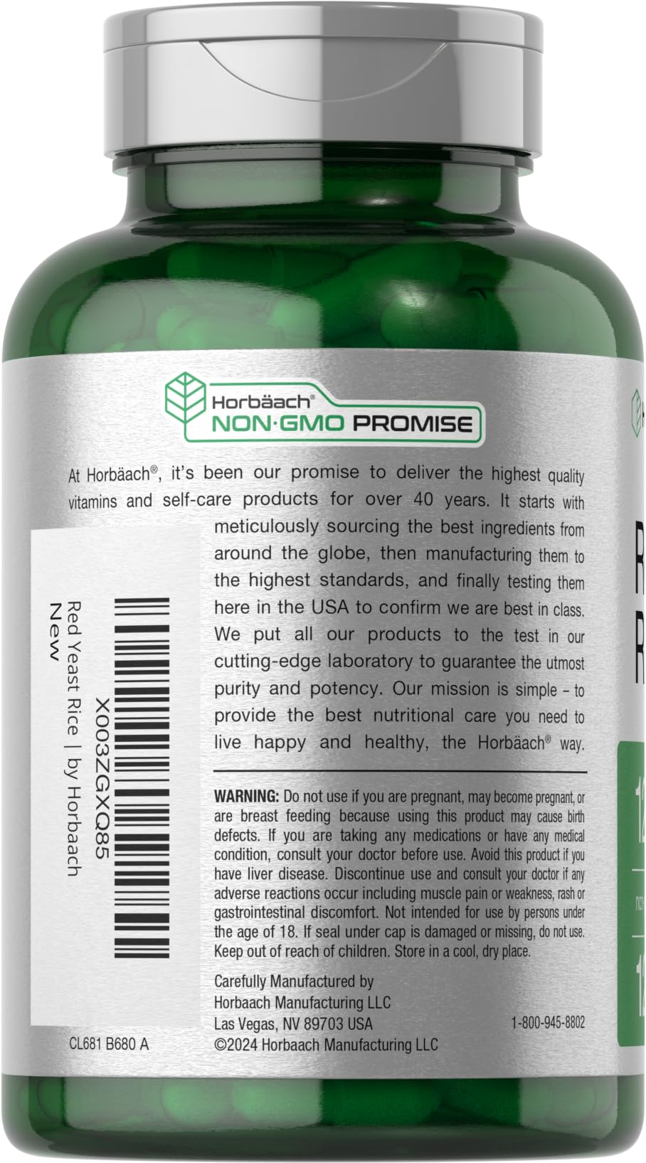Red Yeast Rice 1200 mg 120 Capsules H35615