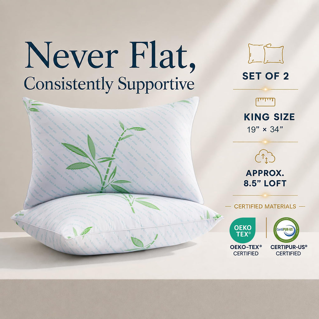 King Size Set of 2 Cooling Hybrid Bed Pillows V57850