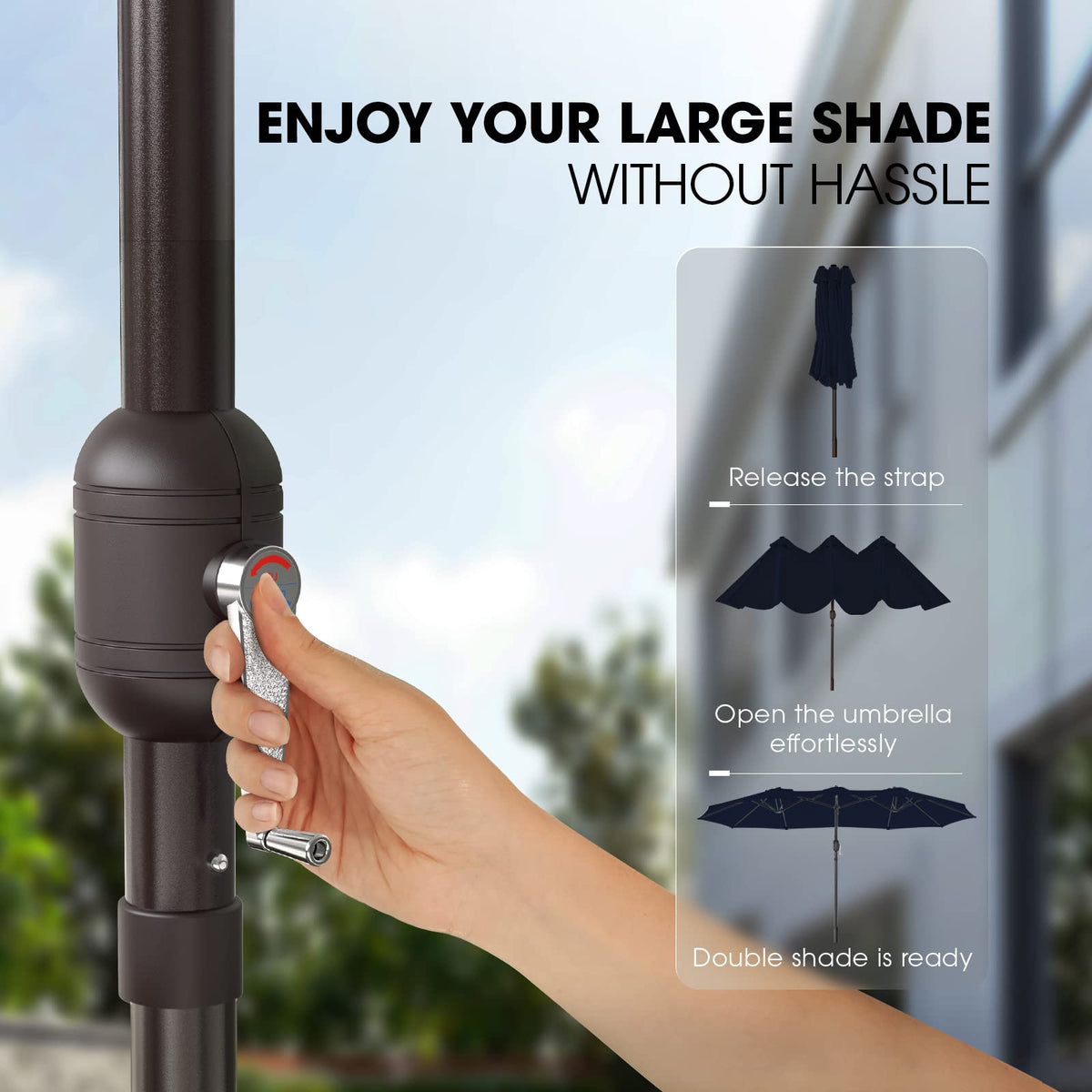 15ft Double-Sided Patio Umbrella with Base P2217