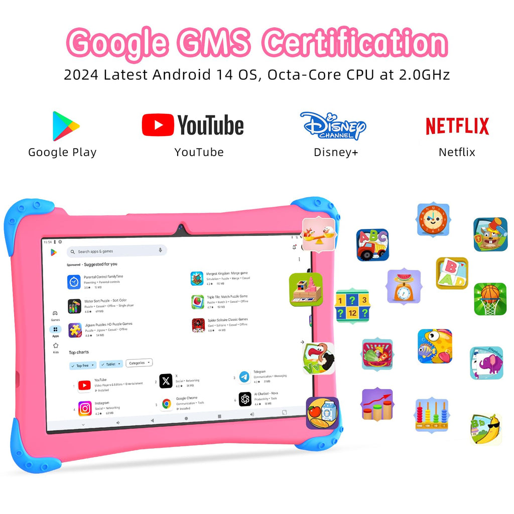 10 inch Android 14 Kids Tablet with Case L52986
