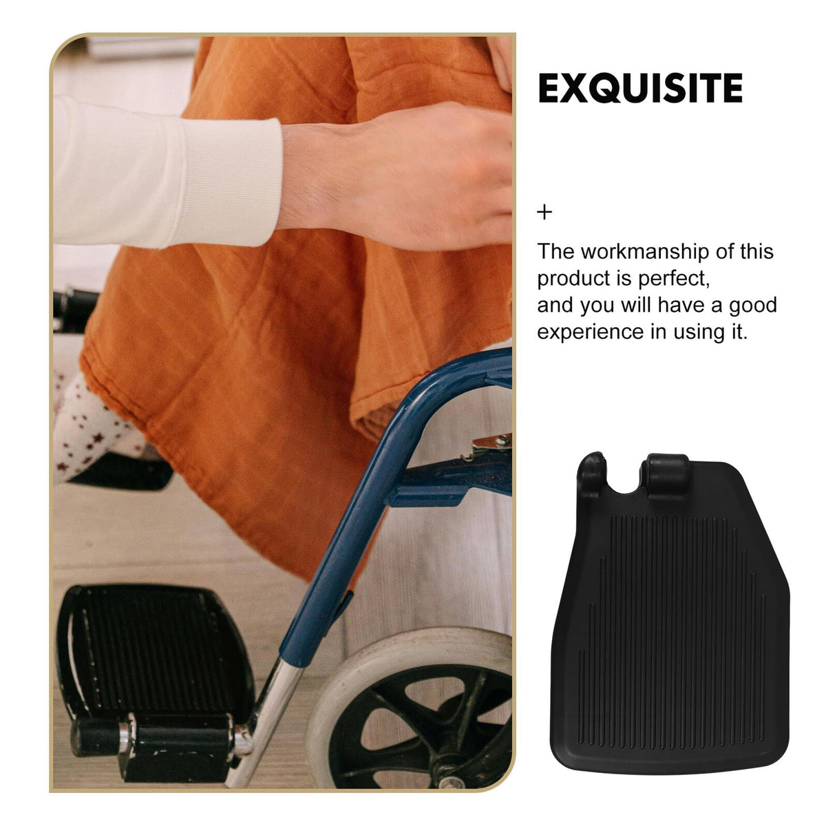 Black Plastic Wheelchair Footplates Replacement Pair M2087