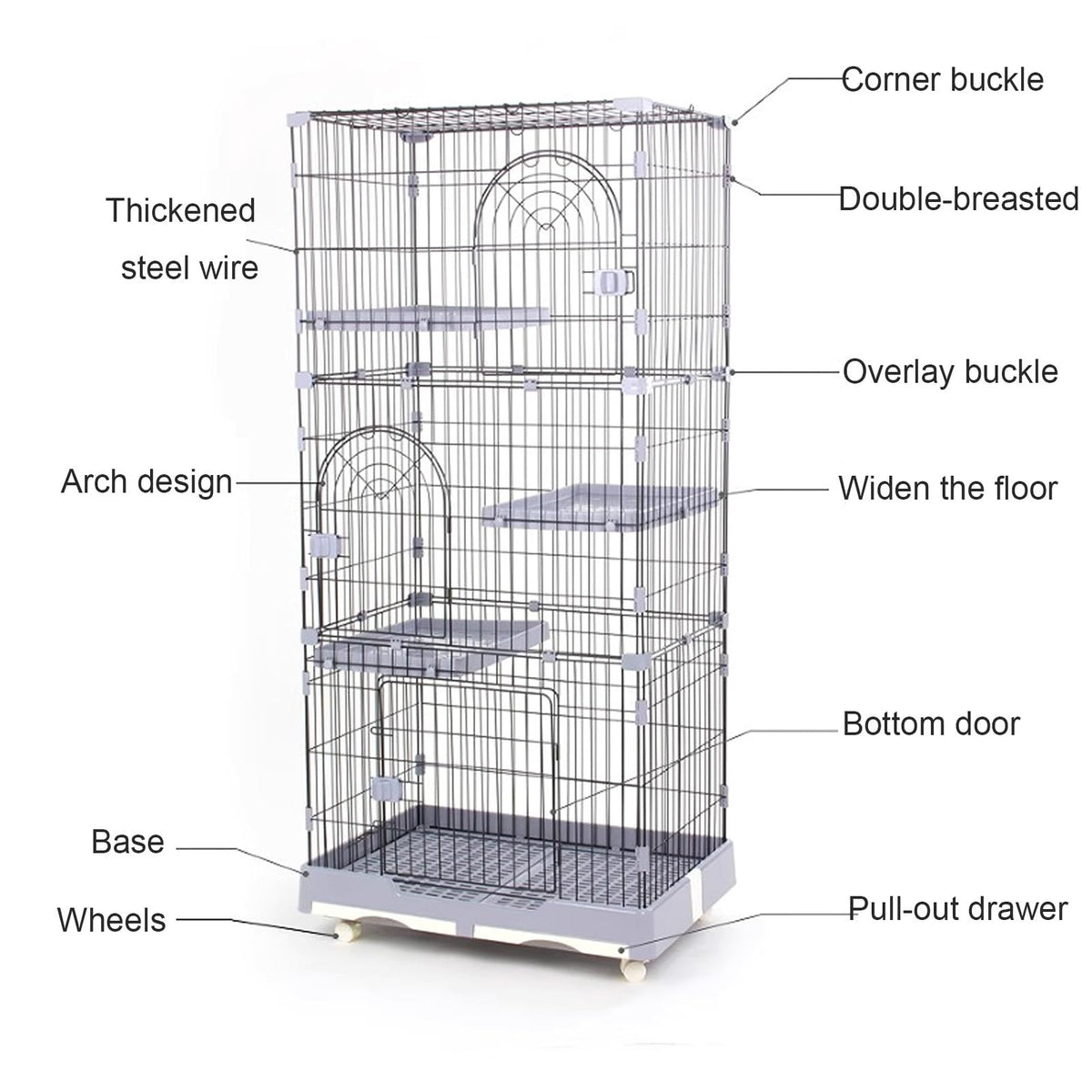 Foldable 4 Tier Detachable Cat Cage with Hammock K9218
