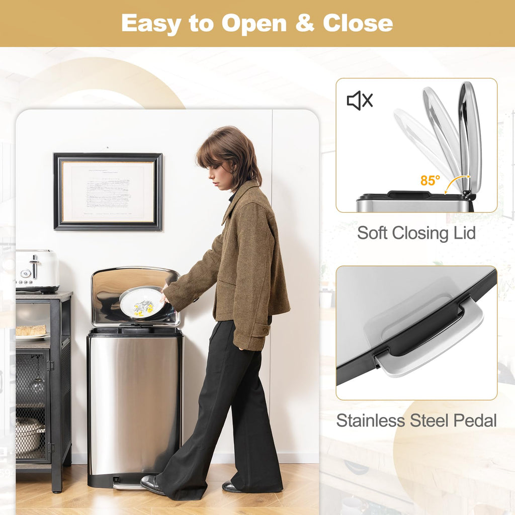 13.2 Gal Stainless Steel Step-on Trash Can E820238
