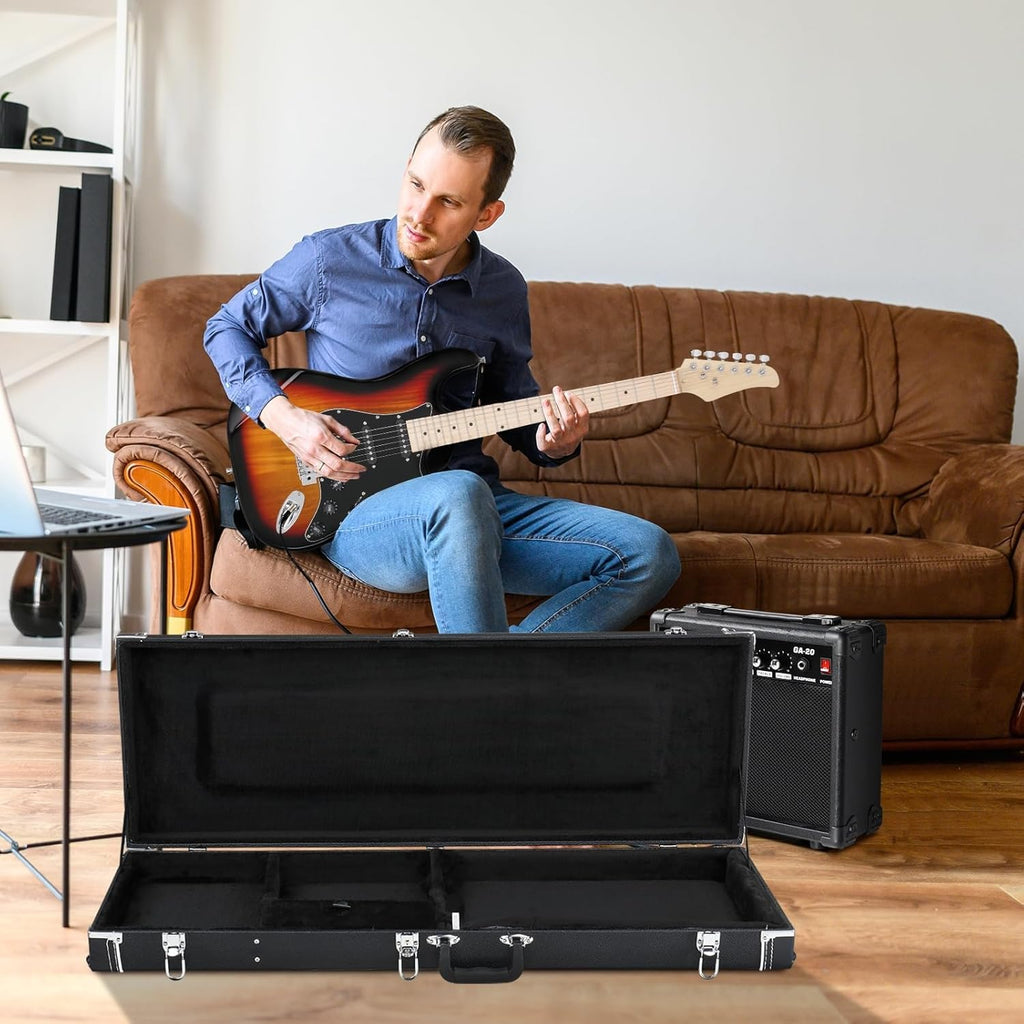 39-Inch Electric Guitar Hard Case with Thickened Padding, Black Y956018