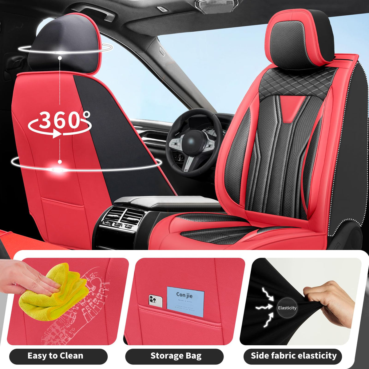 Red & Black Car Seat Covers R423354