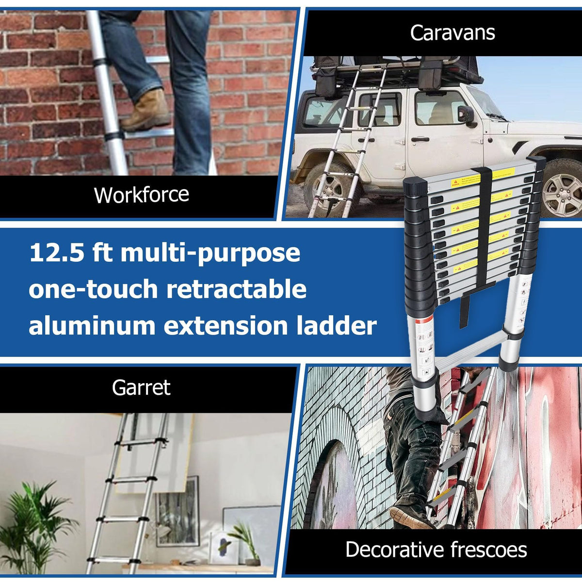 12.5 FT Aluminum Telescoping Ladder U8721