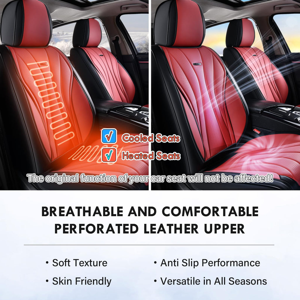 Black Red 2 Pack Leather Car Seat Covers U8688