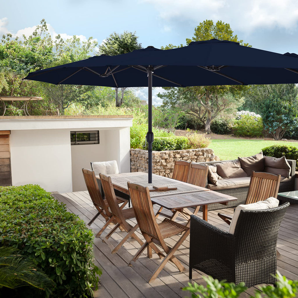 15ft Double-Sided Patio Umbrella with Base P2217