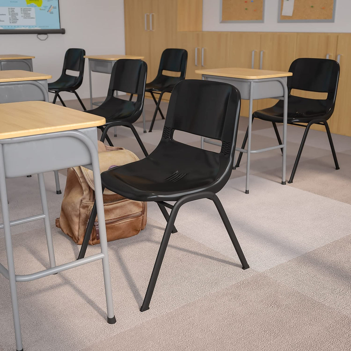 Black Ergonomic Stack Chair 5-Pack T88873