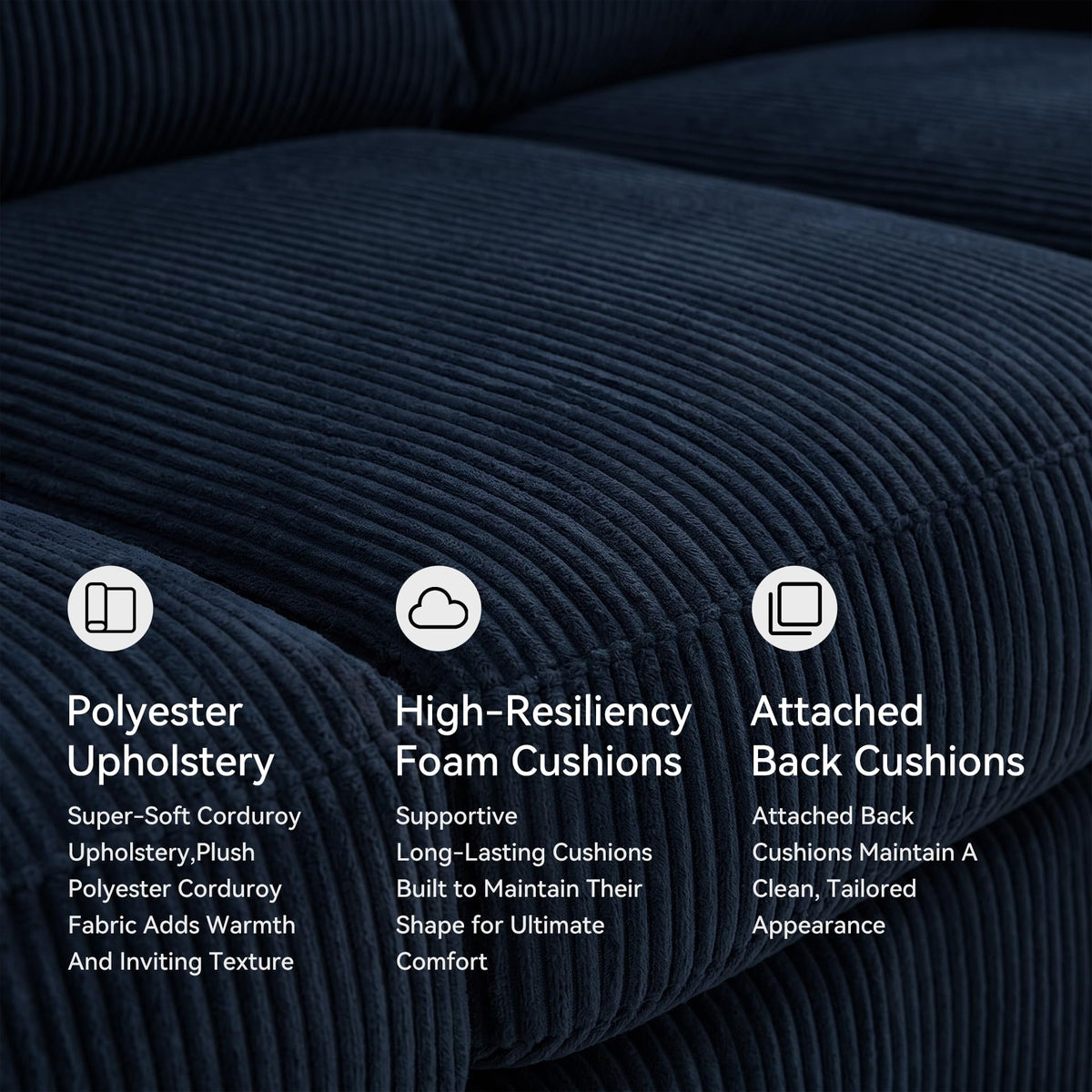 Navy Corduroy Sofa M672