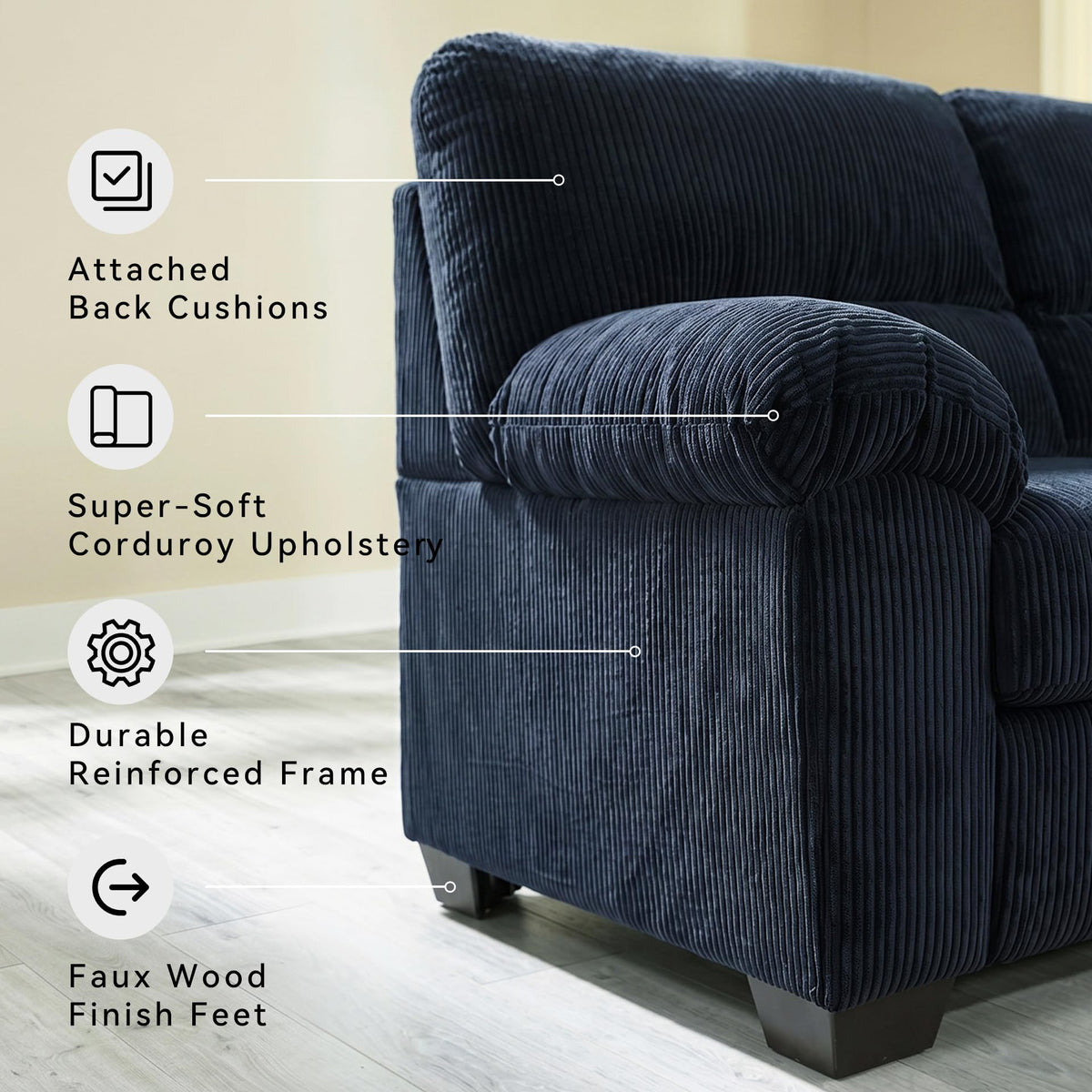 Navy Corduroy Sofa M672