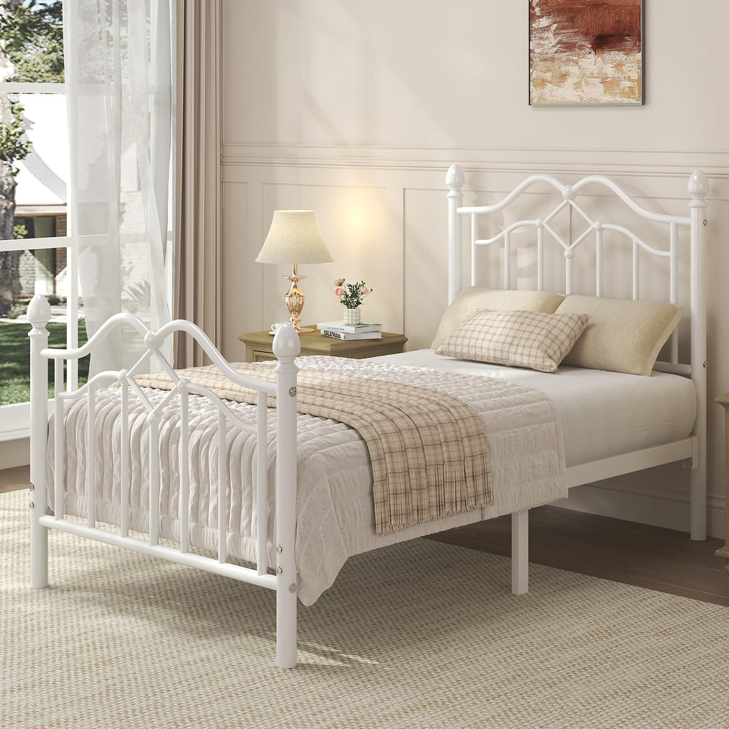 Twin Size Bed Frame with Victorian Headboard & Footboard A658562