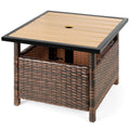 Brown Wicker Square Side Table with Umbrella Hole L169