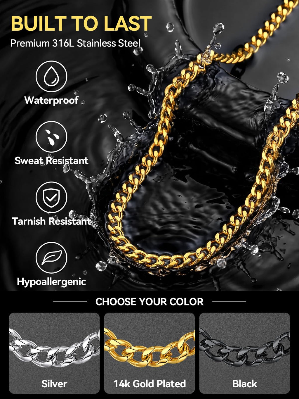 Stainless Steel Cuban Link Chain Necklace N141