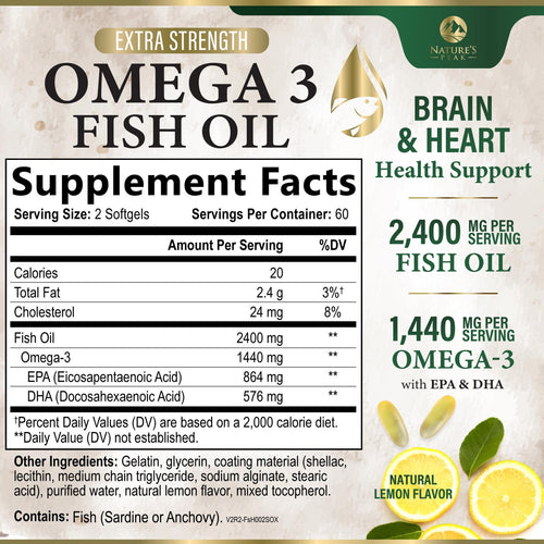 2400mg Omega 3 Fish Oil Softgels S826765