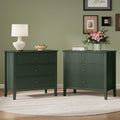 32" Dark Green 3 Drawer Nightstand Set of 2 B3111