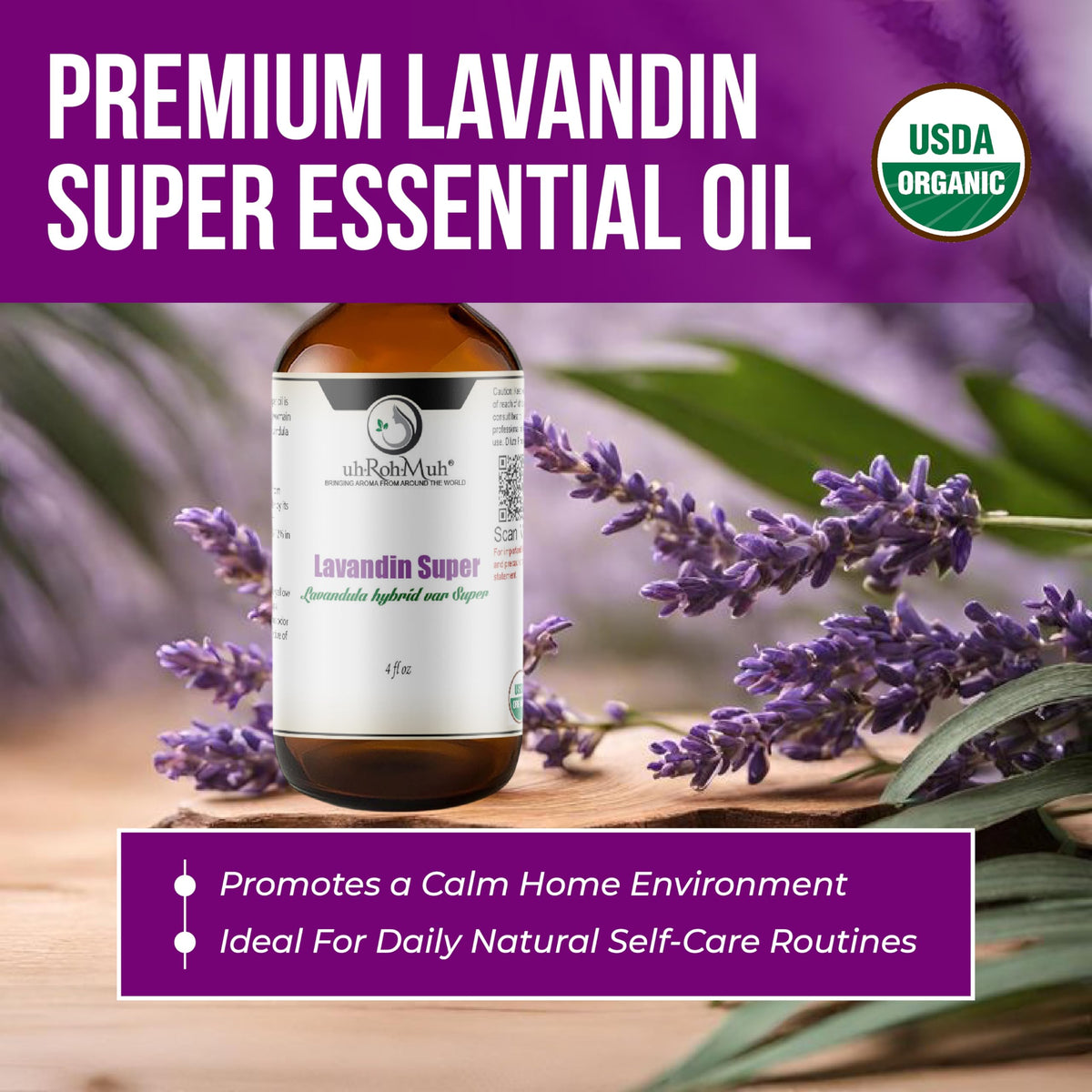 Organic Lavandin Super Essential Oil 4 Fl Oz K783676