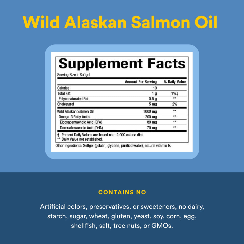 Wild Alaskan Salmon Oil 1,000 mg Omega-3 180 Softgels K401068