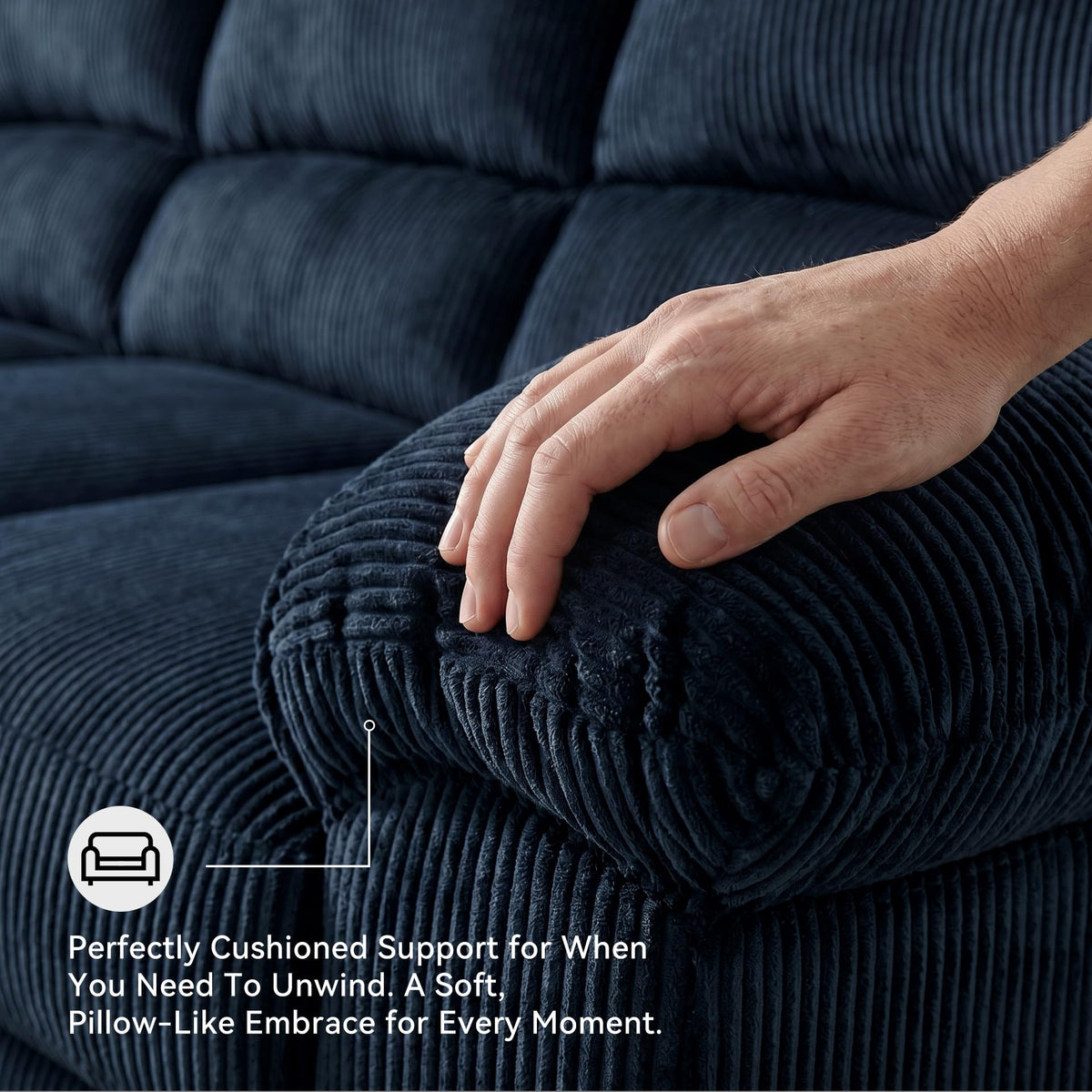 Navy Corduroy Sofa M672