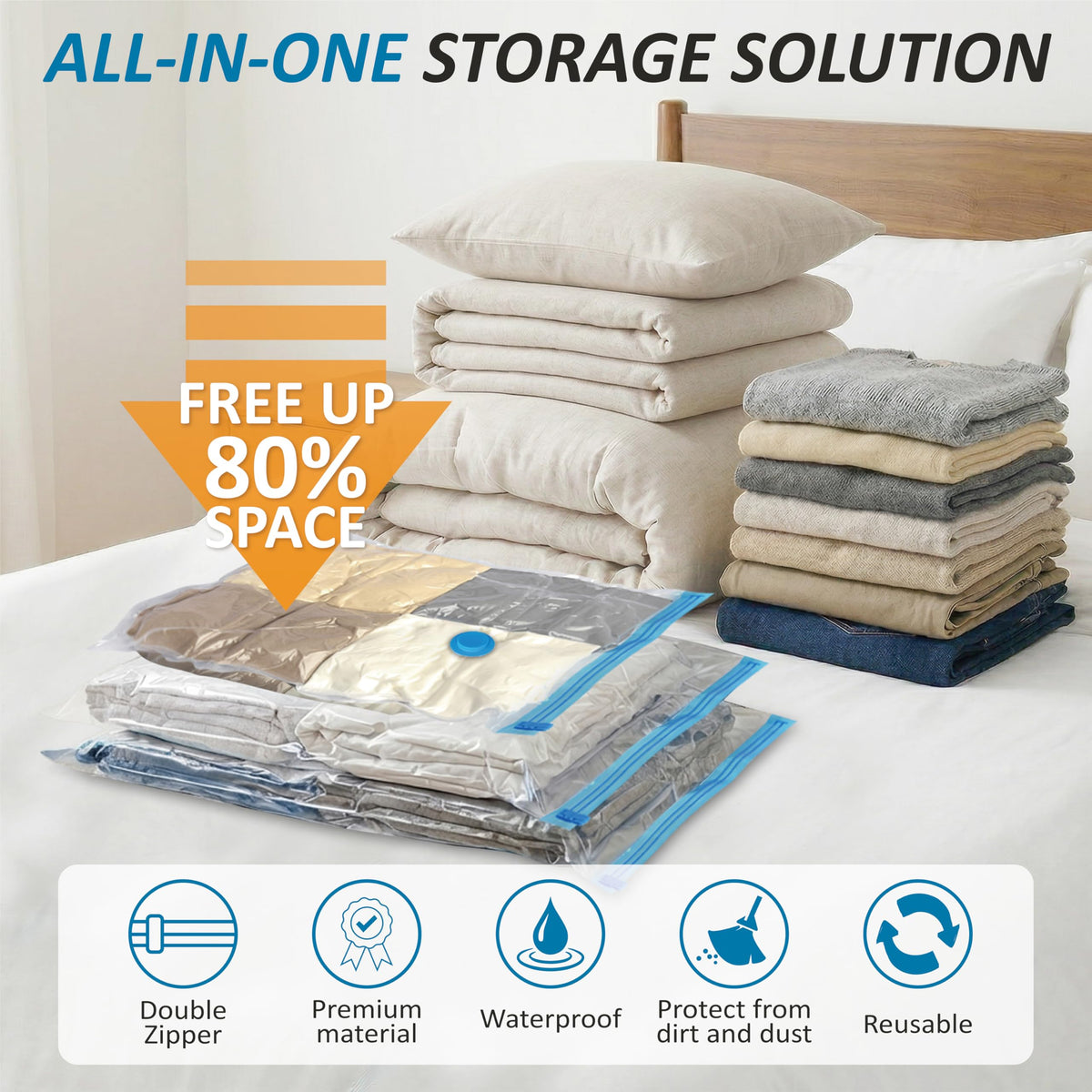 Vacuum Storage Bags with Hand Pump, 20 Combo B156