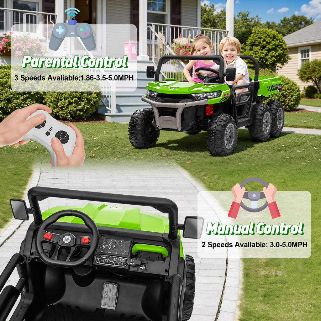 24V 2 Seater 4WD 6-Wheels Battery Powered Ride On Dump Truck D906326
