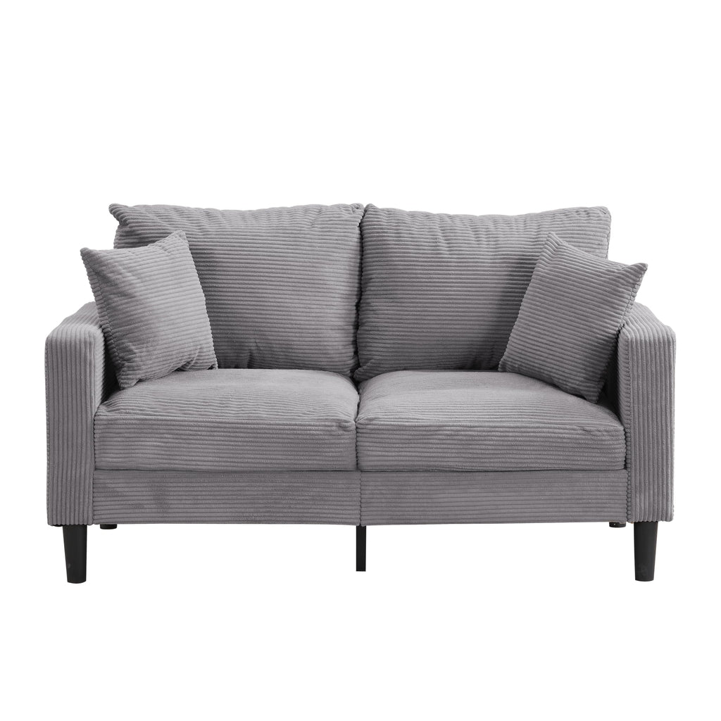 Oversized Corduroy Sofa with 2 Throw Pillows D814