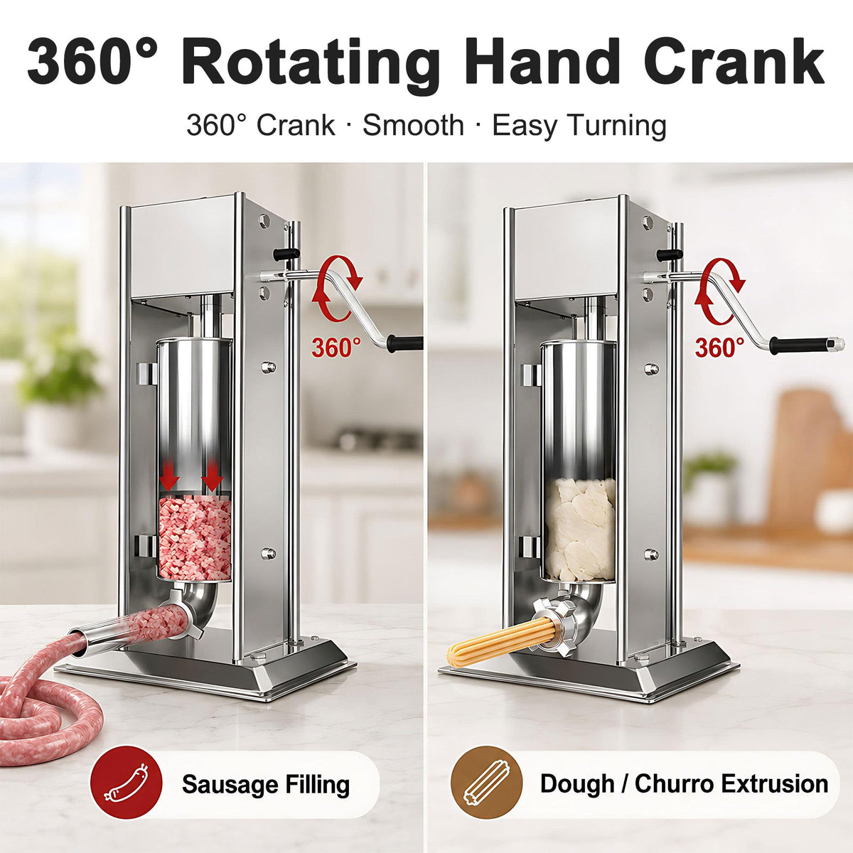 Vertical Manual Churro Extruder with 6-Shape Nozzle Kit L5313