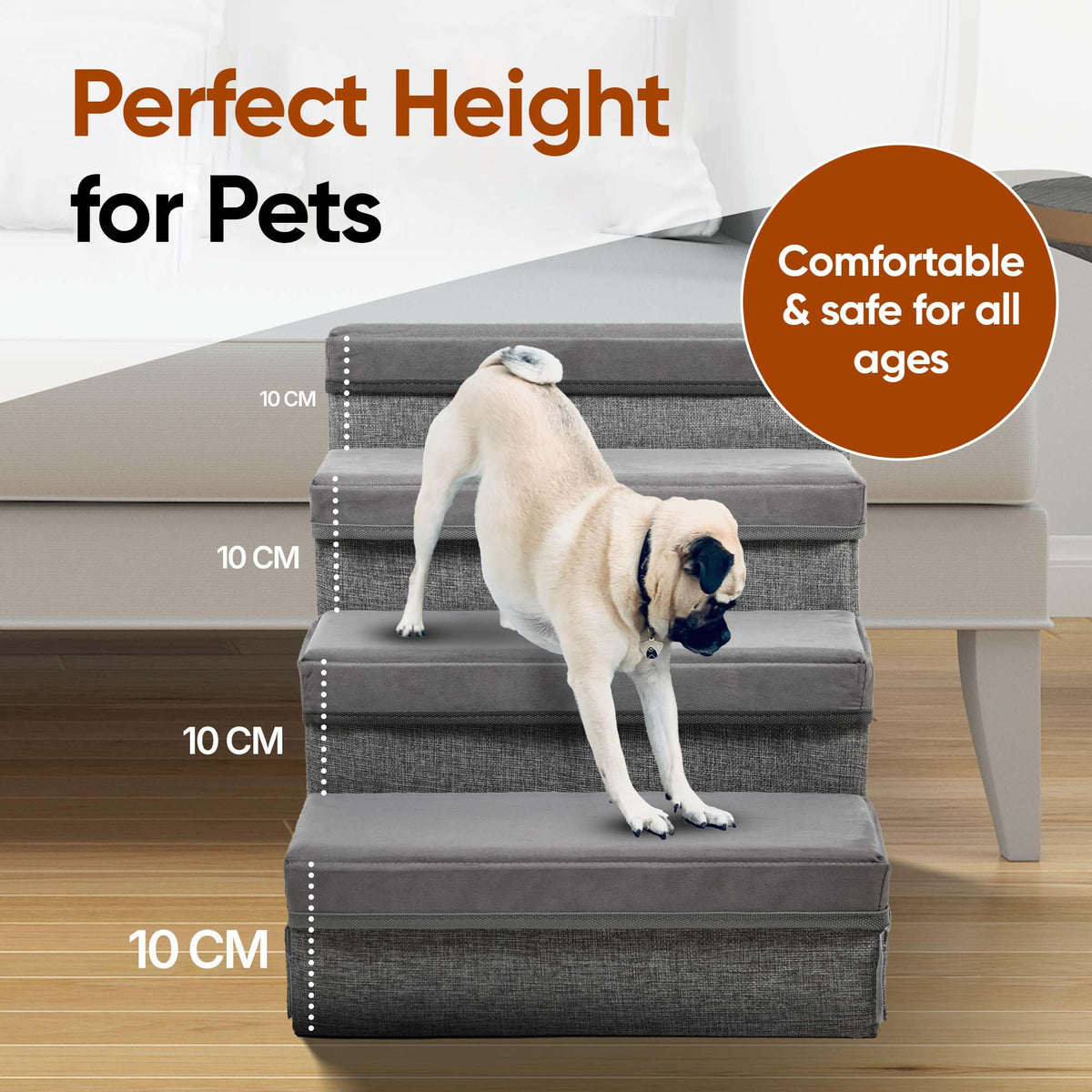 Foldable Pet Stairs with Storage S7682